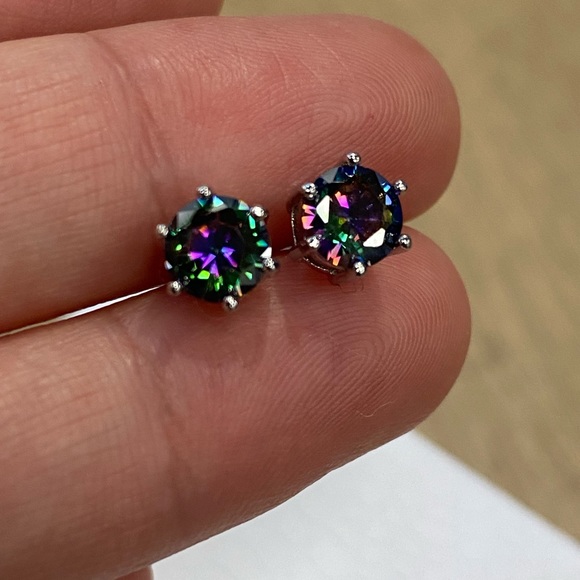 Jackets & Blazers - COPY - Mystic topaz rainbow crystal stud earrings